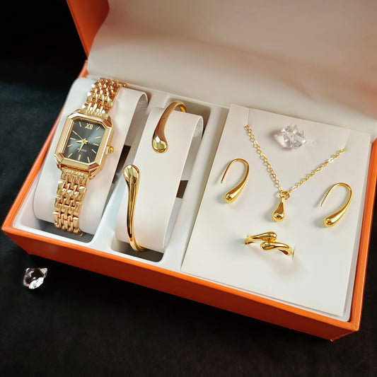 SYN- 28 Montre-bracelet tendance carrée en acier pour femme, montre à quartz